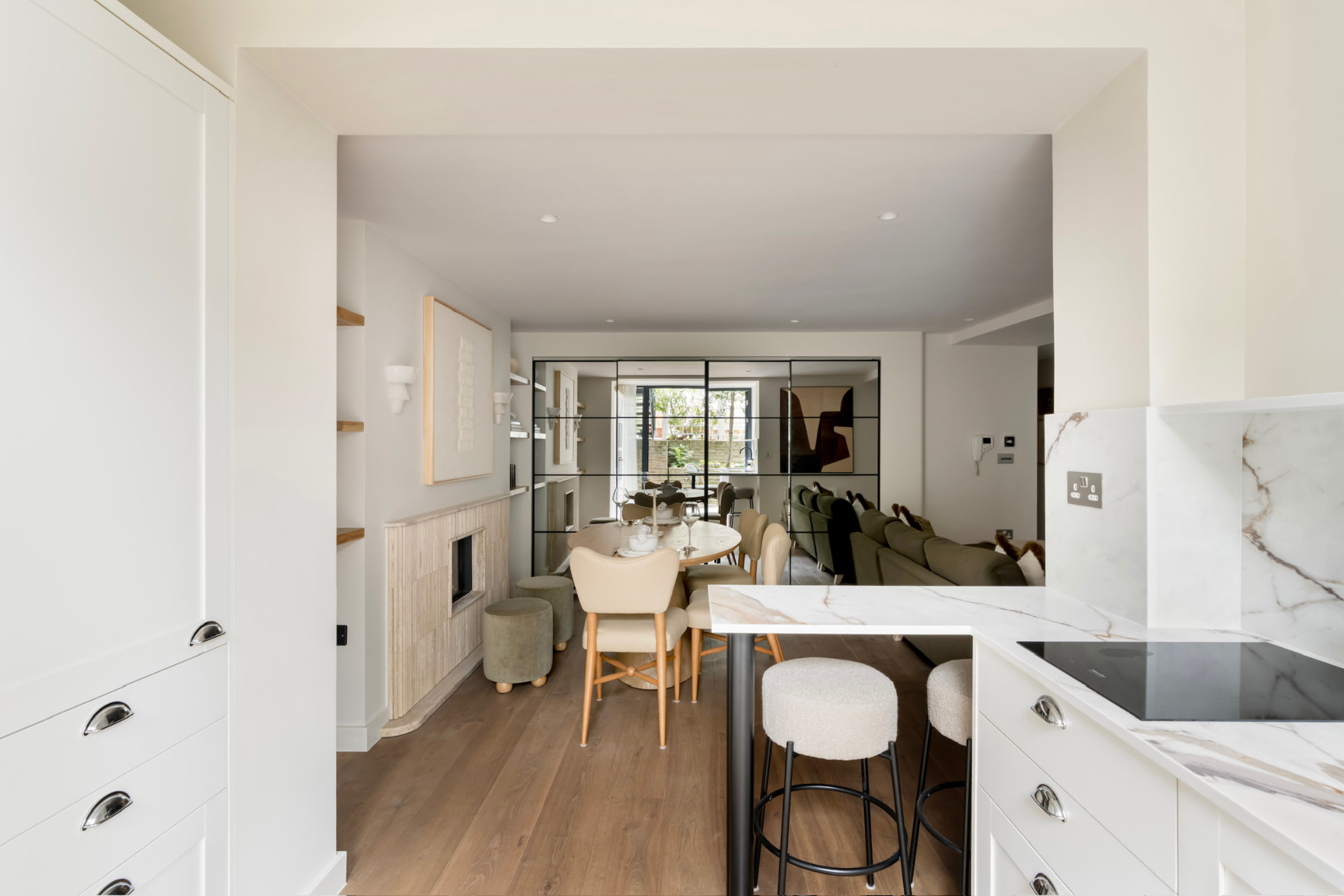 View from the kitchen through the dining area to the sitting room